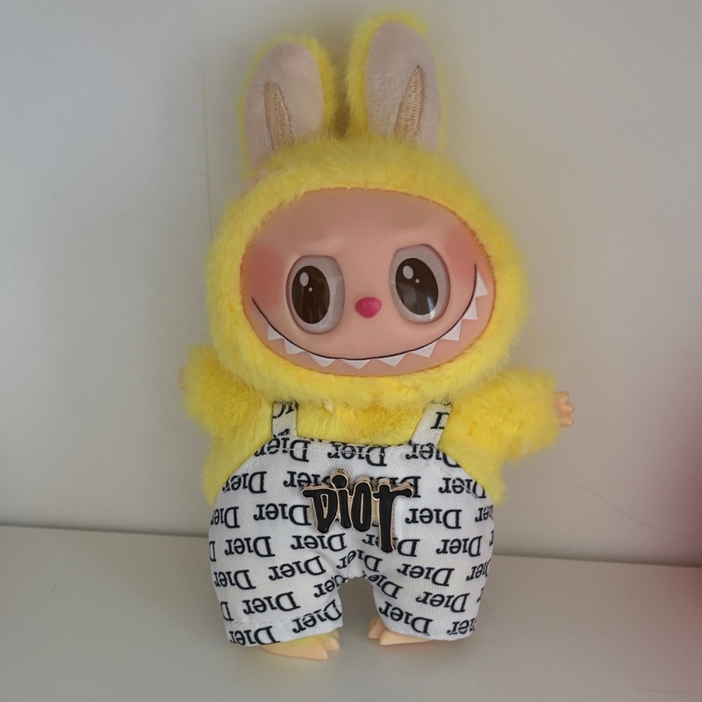 Yellow Bunny Plush Doll in Logo Overalls, Fast ship